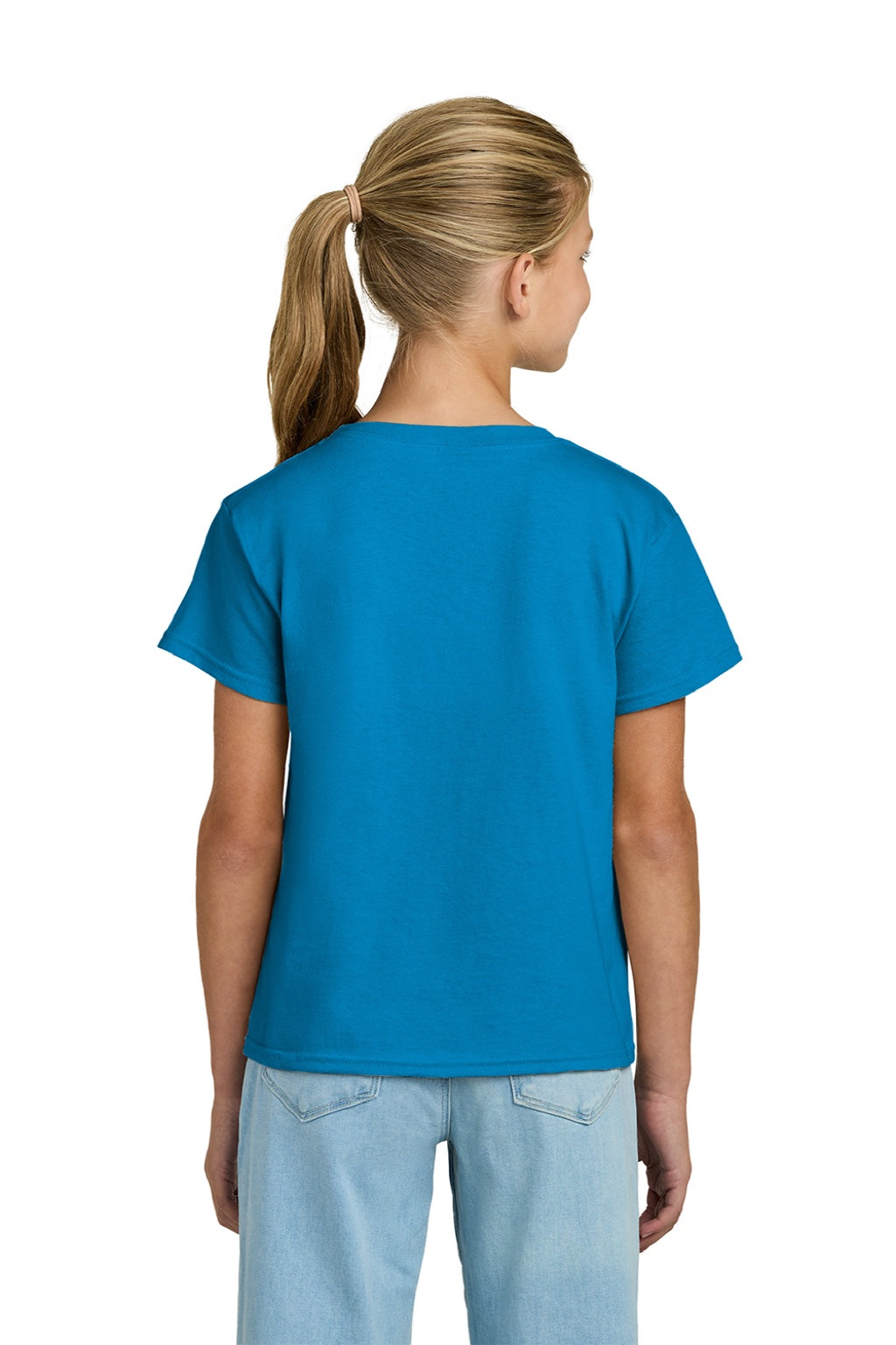 Gildan 3000B Youth Short Sleeve Crewneck T-Shirt Sapphire Blue Model Back