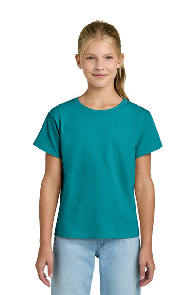 Gildan 3000B Youth Short Sleeve Crewneck T-Shirt Tropical Blue Model Front