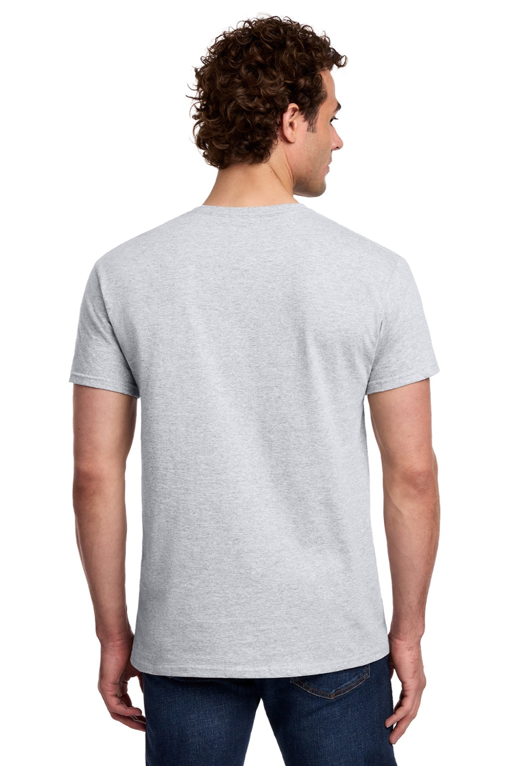 Gildan 3000 Mens Short Sleeve Crewneck T-Shirt Ash Grey Model Back