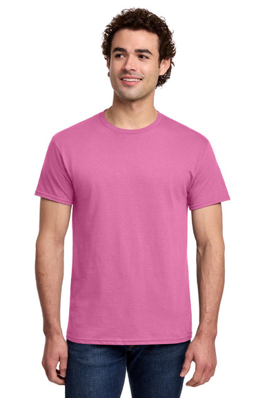 Gildan 3000 Mens Short Sleeve Crewneck T-Shirt Azalea Pink Model Front