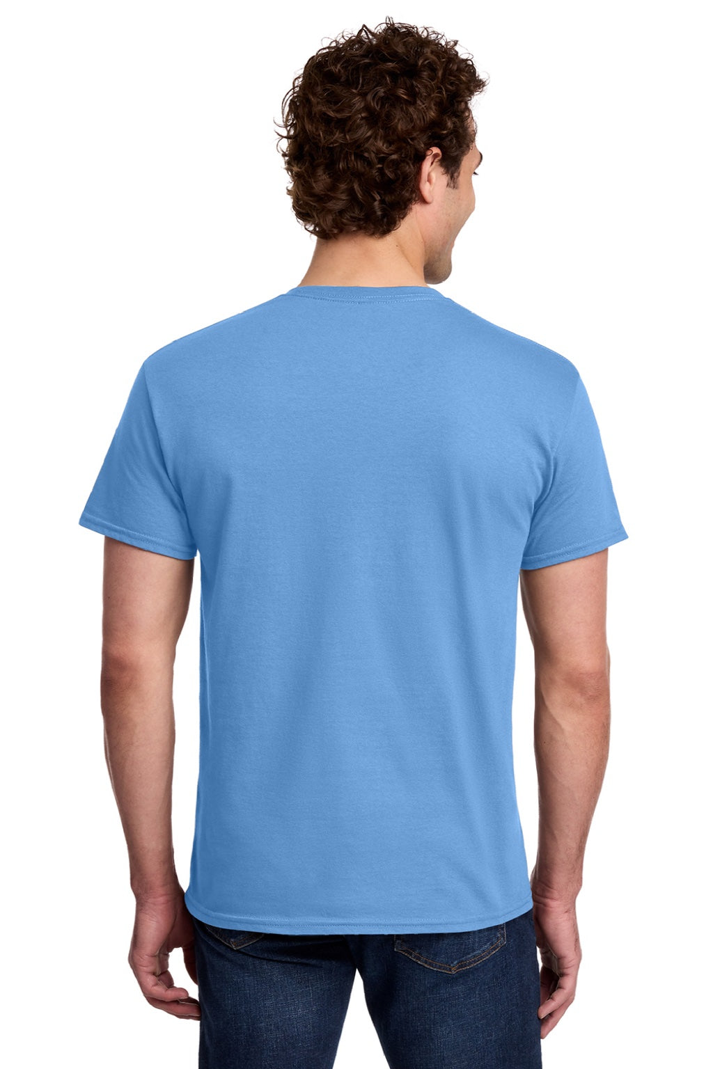 Gildan 3000 Mens Short Sleeve Crewneck T-Shirt Carolina Blue Model Back