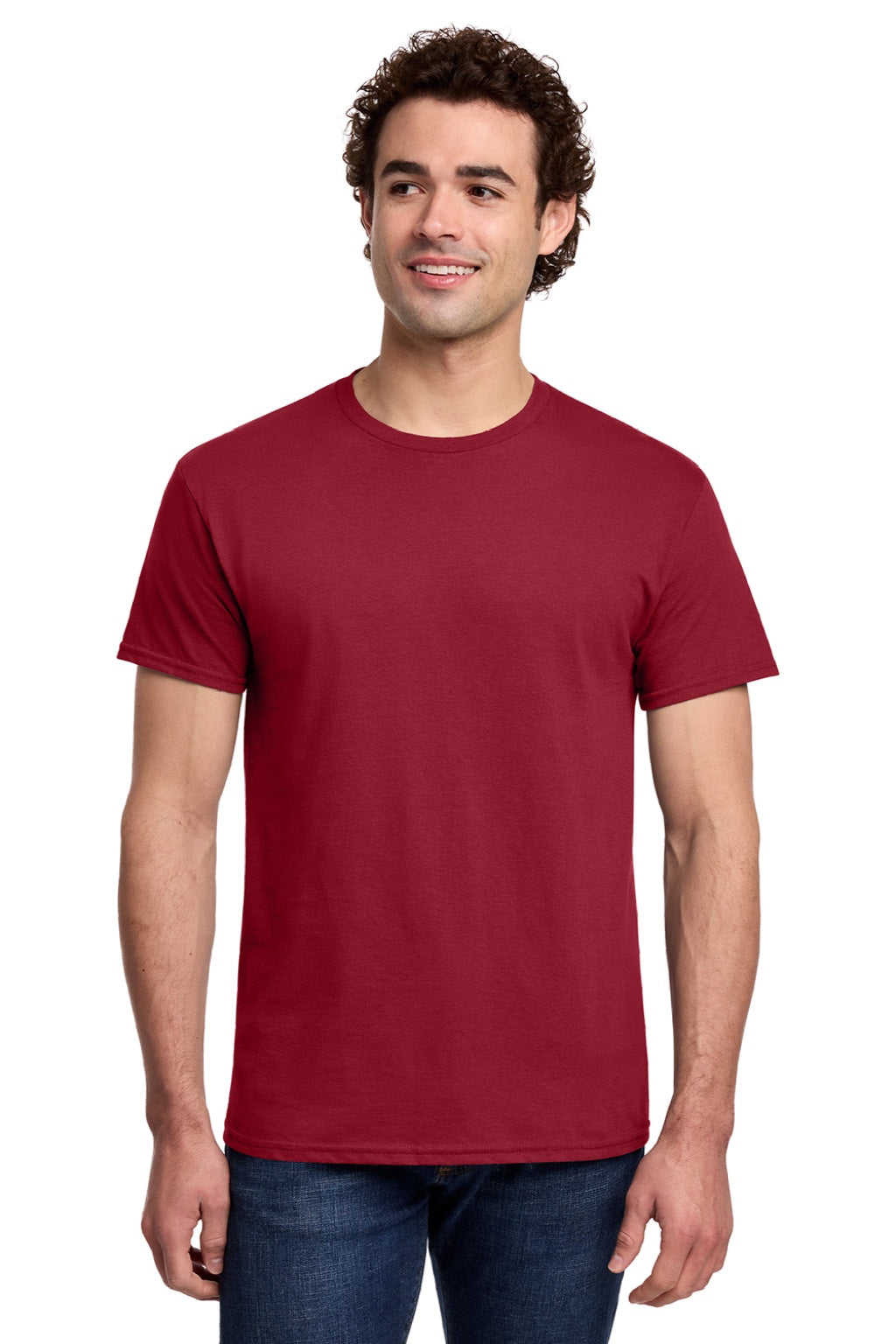Gildan 3000 Mens Short Sleeve Crewneck T-Shirt Cherry Red Model Front