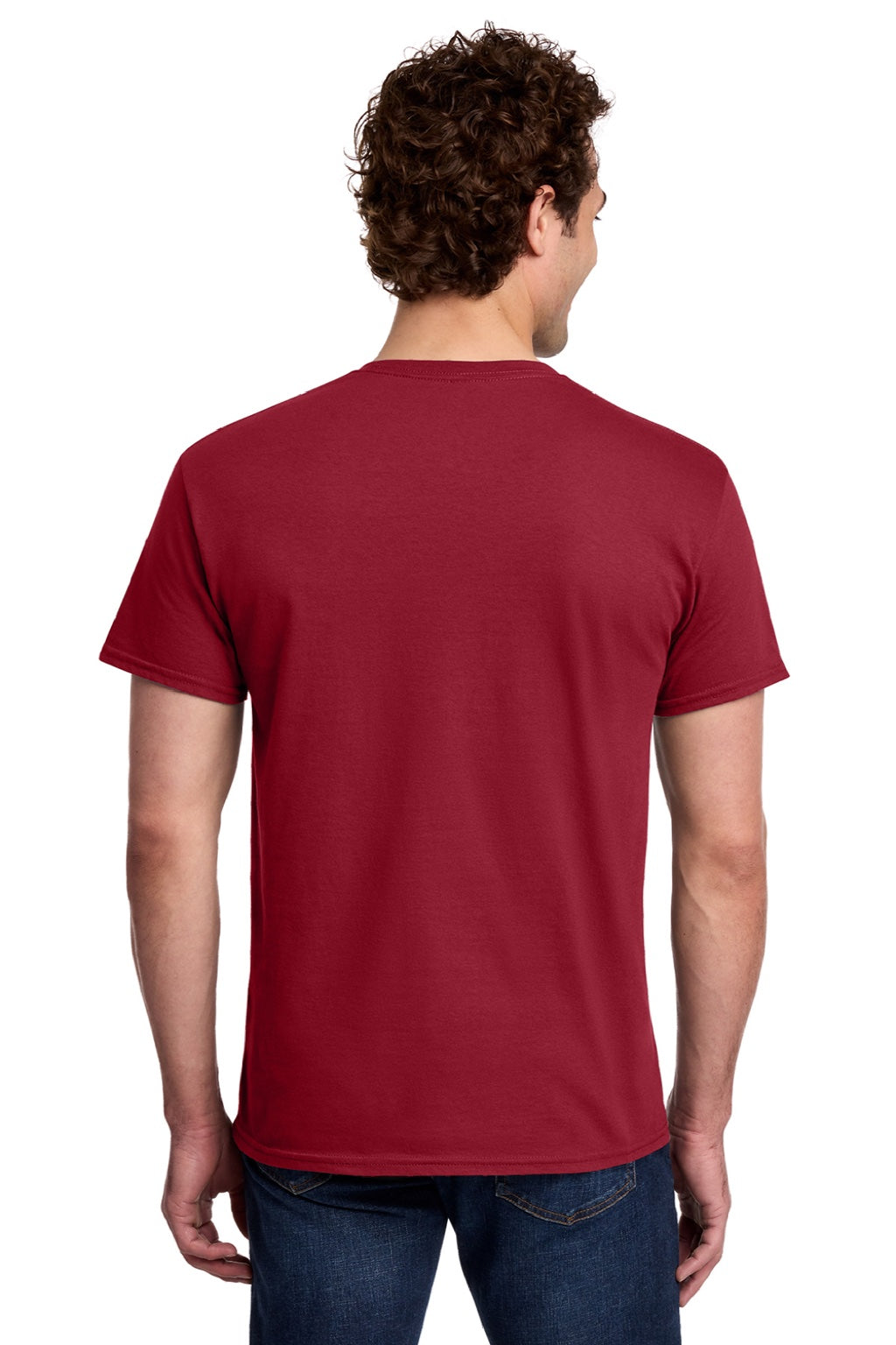 Gildan 3000 Mens Short Sleeve Crewneck T-Shirt Cherry Red Model Back