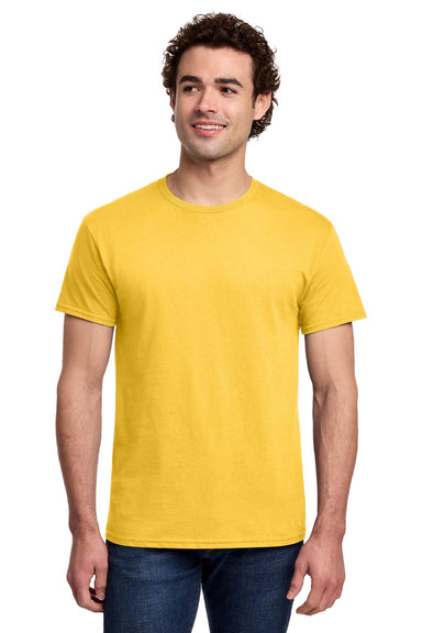 Gildan 3000 Mens Short Sleeve Crewneck T-Shirt Daisy Yellow Model Front