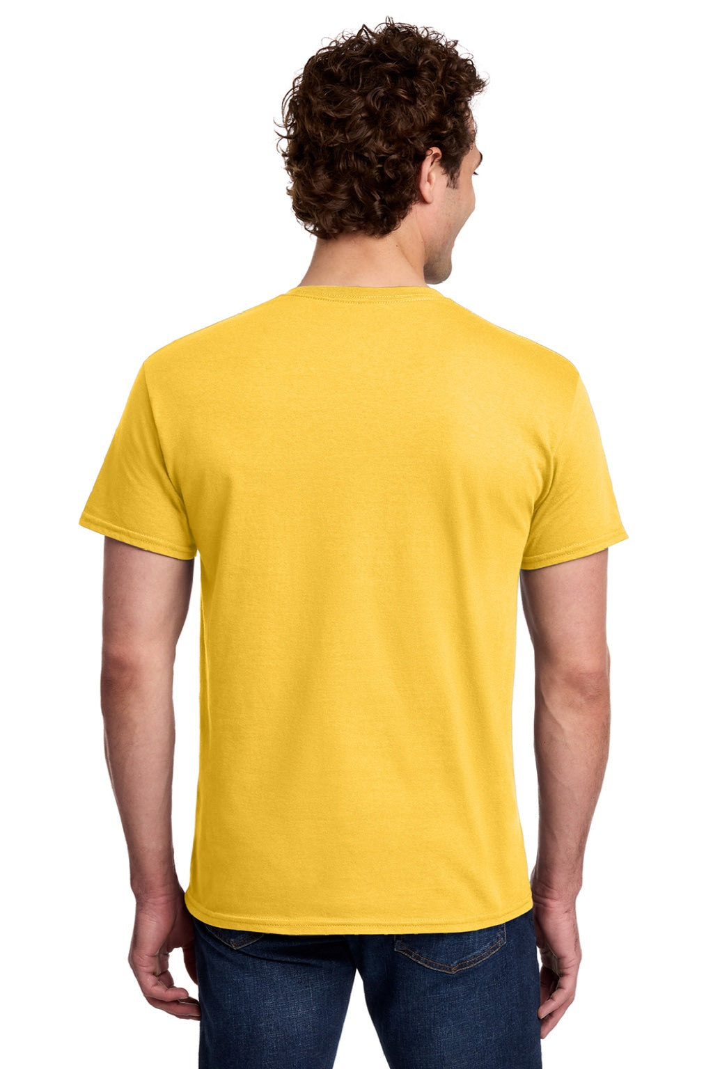Gildan 3000 Mens Short Sleeve Crewneck T-Shirt Daisy Yellow Model Back