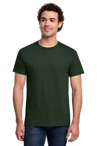 Gildan 3000 Mens Short Sleeve Crewneck T-Shirt Forest Green Model Front