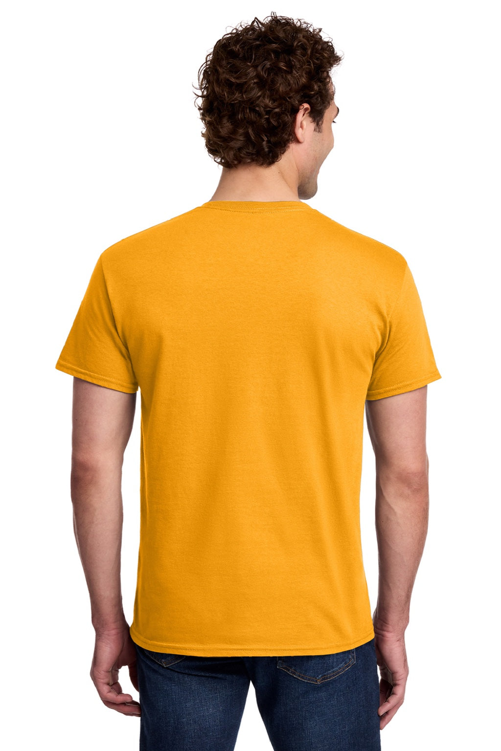 Gildan 3000 Mens Short Sleeve Crewneck T-Shirt Gold Model Back