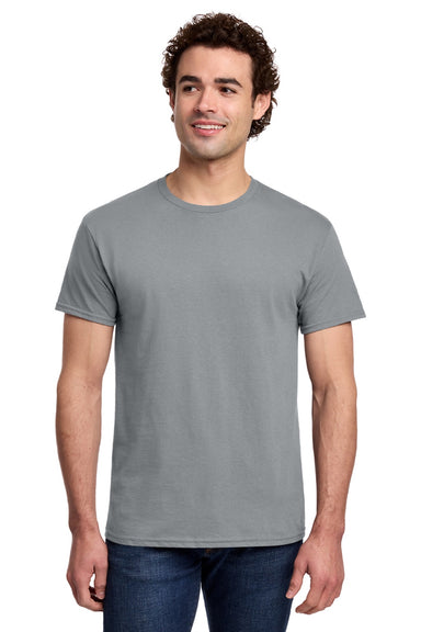 Gildan 3000 Mens Short Sleeve Crewneck T-Shirt Gravel Grey Model Front