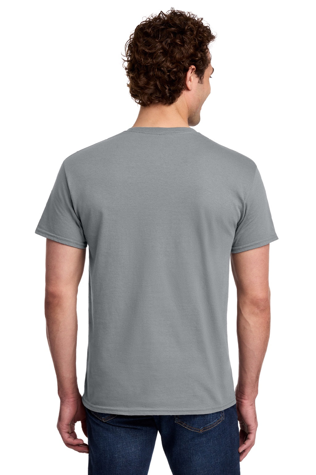 Gildan 3000 Mens Short Sleeve Crewneck T-Shirt Gravel Grey Model Back
