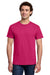 Gildan 3000 Mens Short Sleeve Crewneck T-Shirt Heliconia Pink Model Front