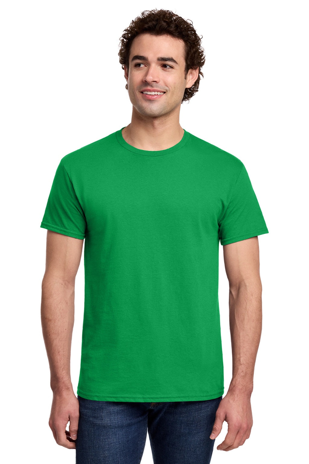 Gildan 3000 Mens Short Sleeve Crewneck T-Shirt Irish Green Model Front