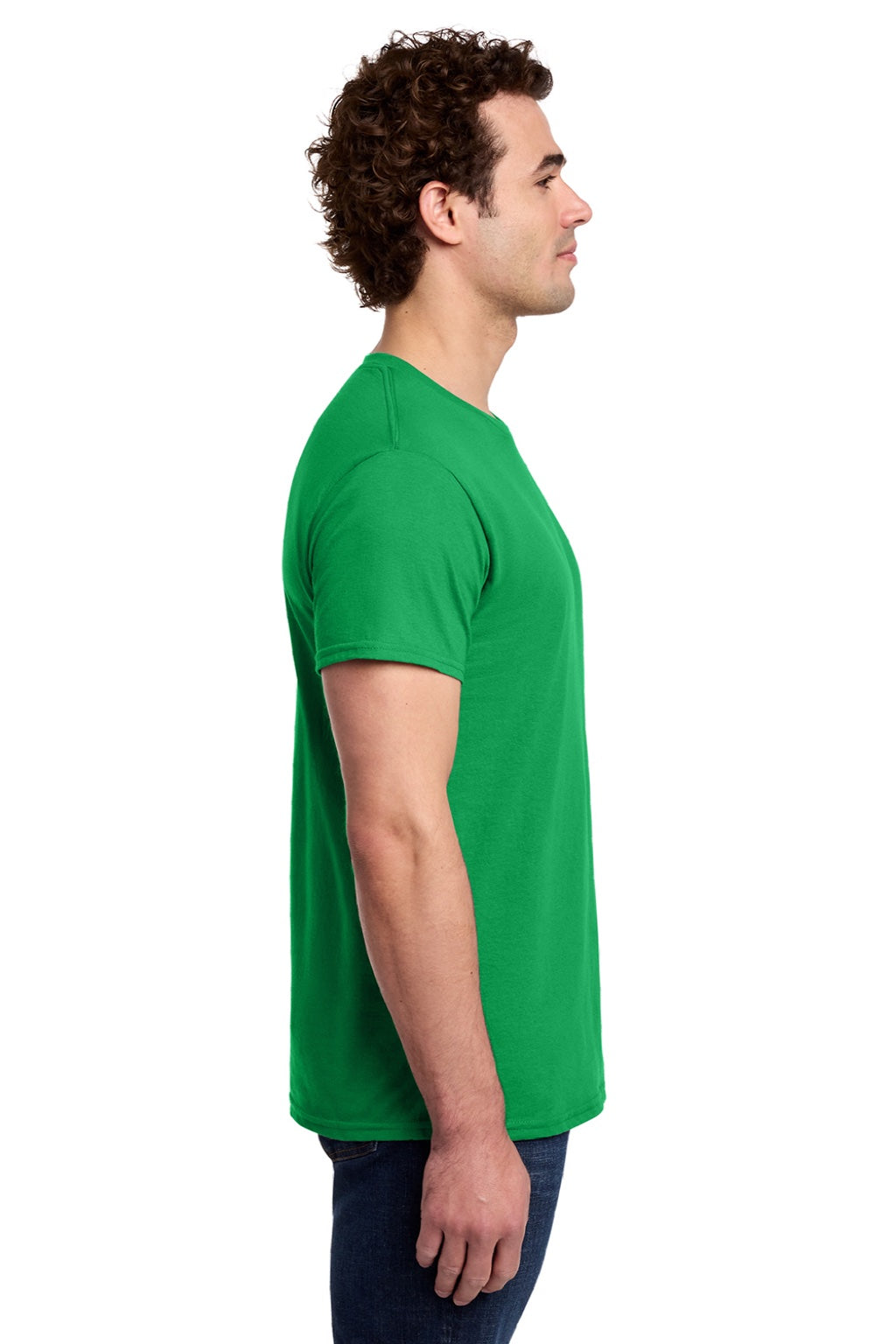 Gildan 3000 Mens Short Sleeve Crewneck T-Shirt Irish Green Model Side