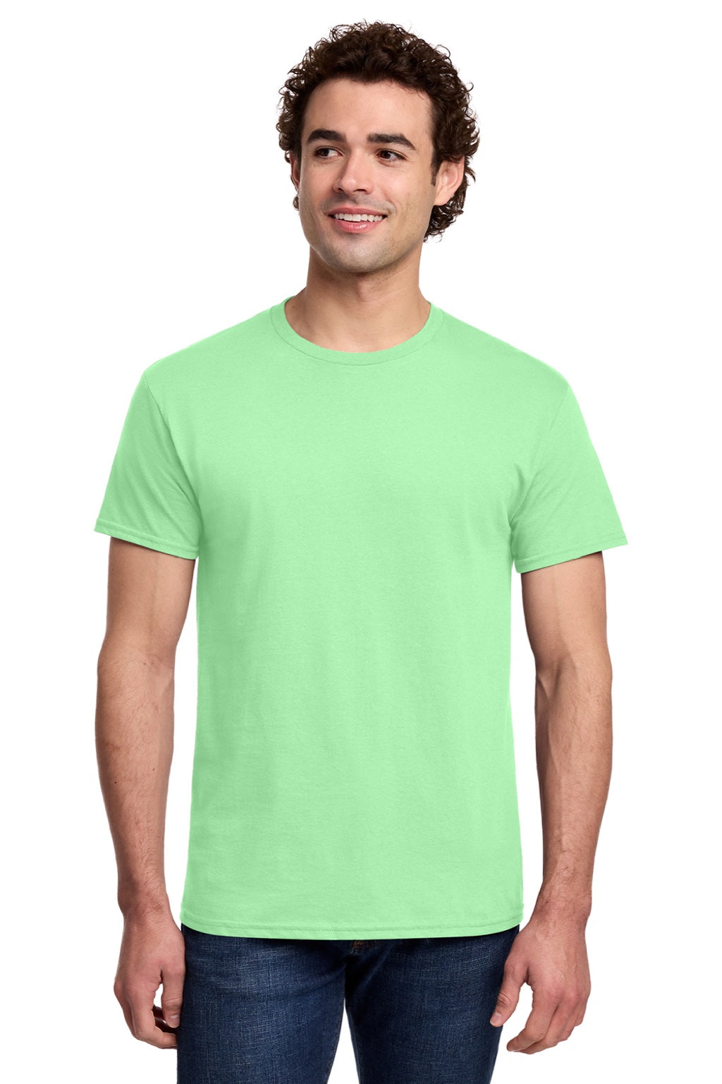 Gildan 3000 Mens Short Sleeve Crewneck T-Shirt Mint Green Model Front