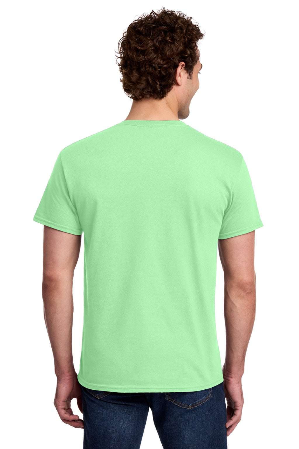 Gildan 3000 Mens Short Sleeve Crewneck T-Shirt Mint Green Model Back