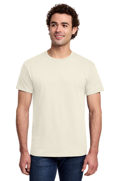 Gildan 3000 Mens Short Sleeve Crewneck T-Shirt Natural Model Front