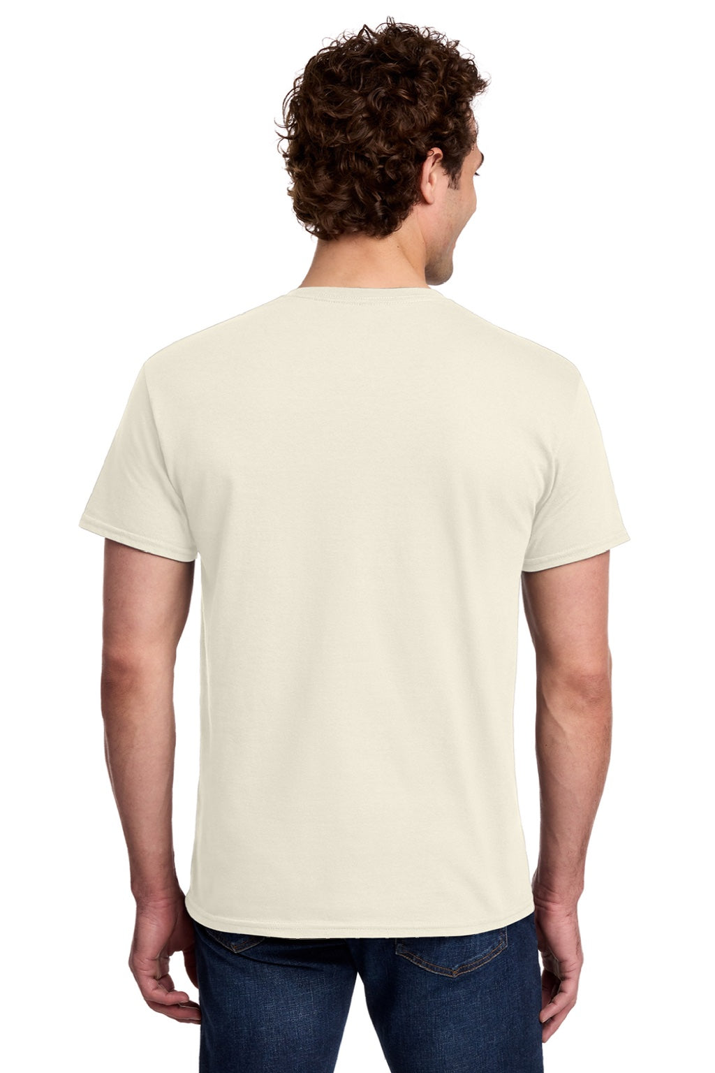 Gildan 3000 Mens Short Sleeve Crewneck T-Shirt Natural Model Back