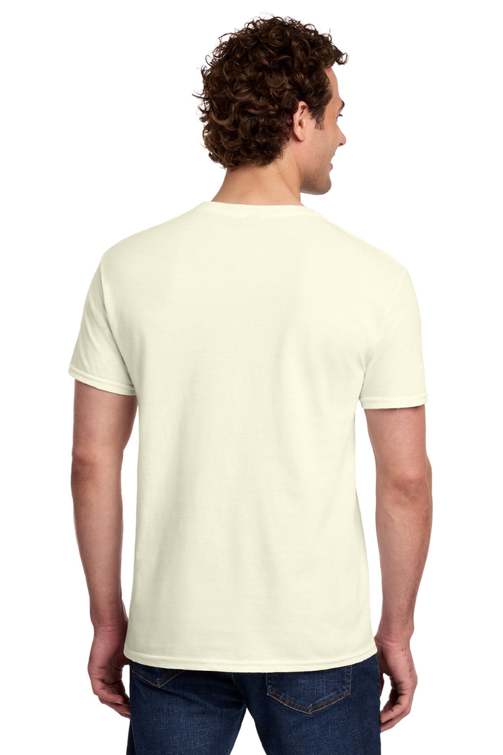 Gildan 3000 Mens Short Sleeve Crewneck T-Shirt Off White Model Back