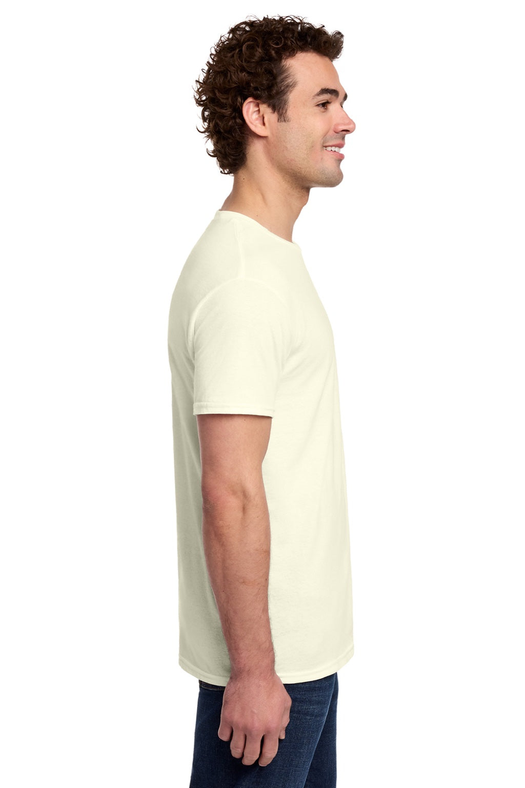 Gildan 3000 Mens Short Sleeve Crewneck T-Shirt Off White Model Side