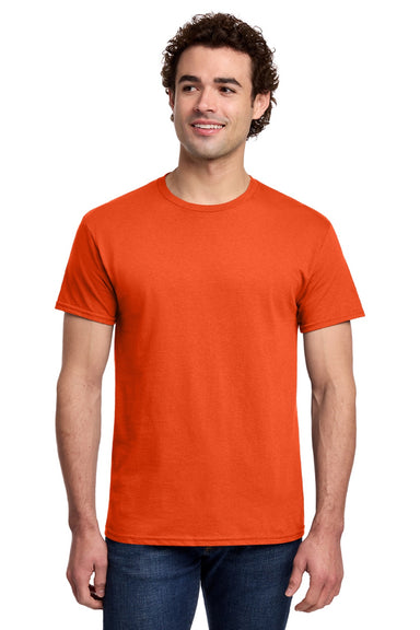 Gildan 3000 Mens Short Sleeve Crewneck T-Shirt Orange Model Front
