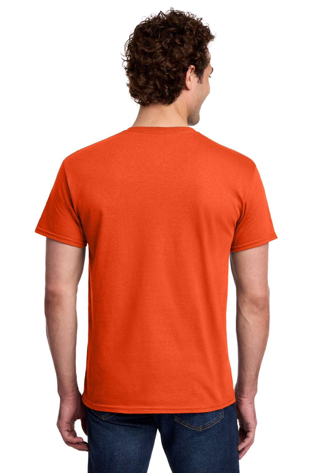 Gildan 3000 Mens Short Sleeve Crewneck T-Shirt Orange Model Back