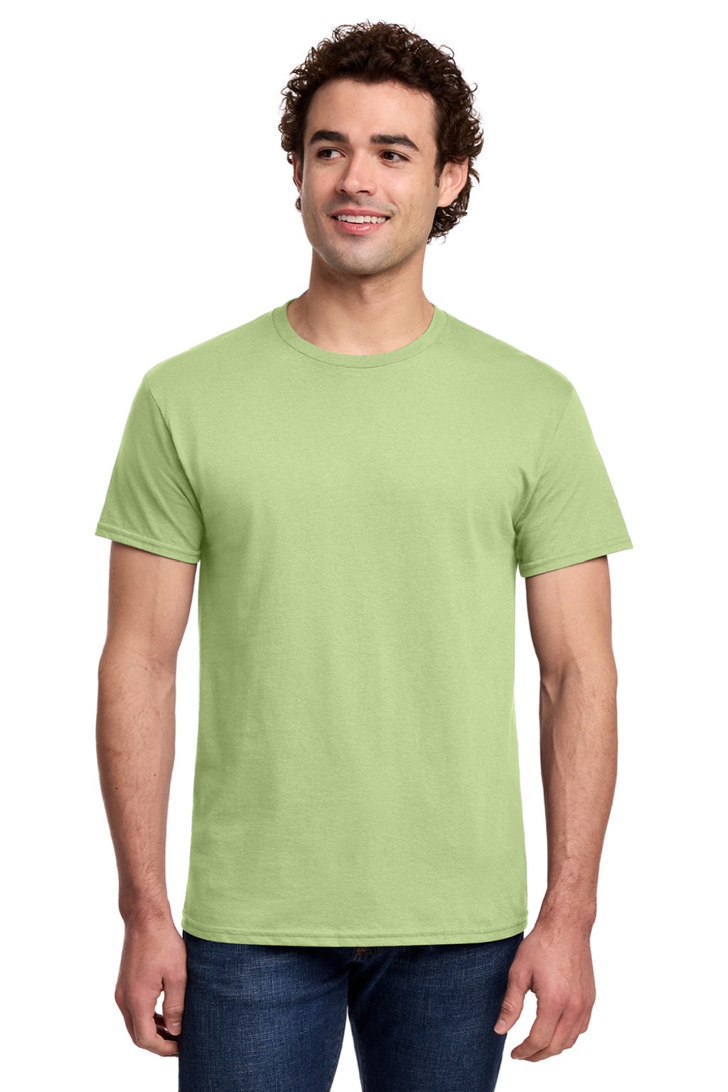 Gildan 3000 Mens Short Sleeve Crewneck T-Shirt Pistachio Green Model Front