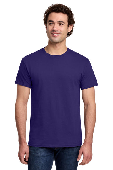 Gildan 3000 Mens Short Sleeve Crewneck T-Shirt Purple Model Front