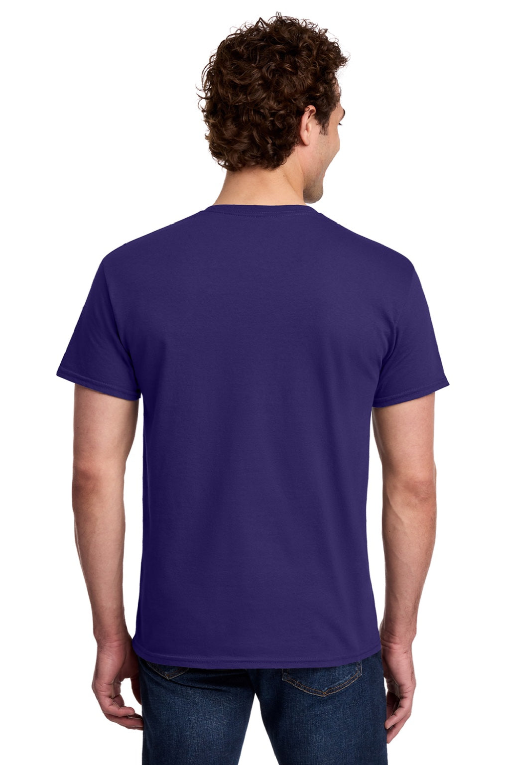 Gildan 3000 Mens Short Sleeve Crewneck T-Shirt Purple Model Back