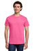 Gildan 3000 Mens Short Sleeve Crewneck T-Shirt Safety Pink Model Front
