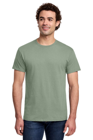 Gildan 3000 Mens Short Sleeve Crewneck T-Shirt Sage Green Model Front