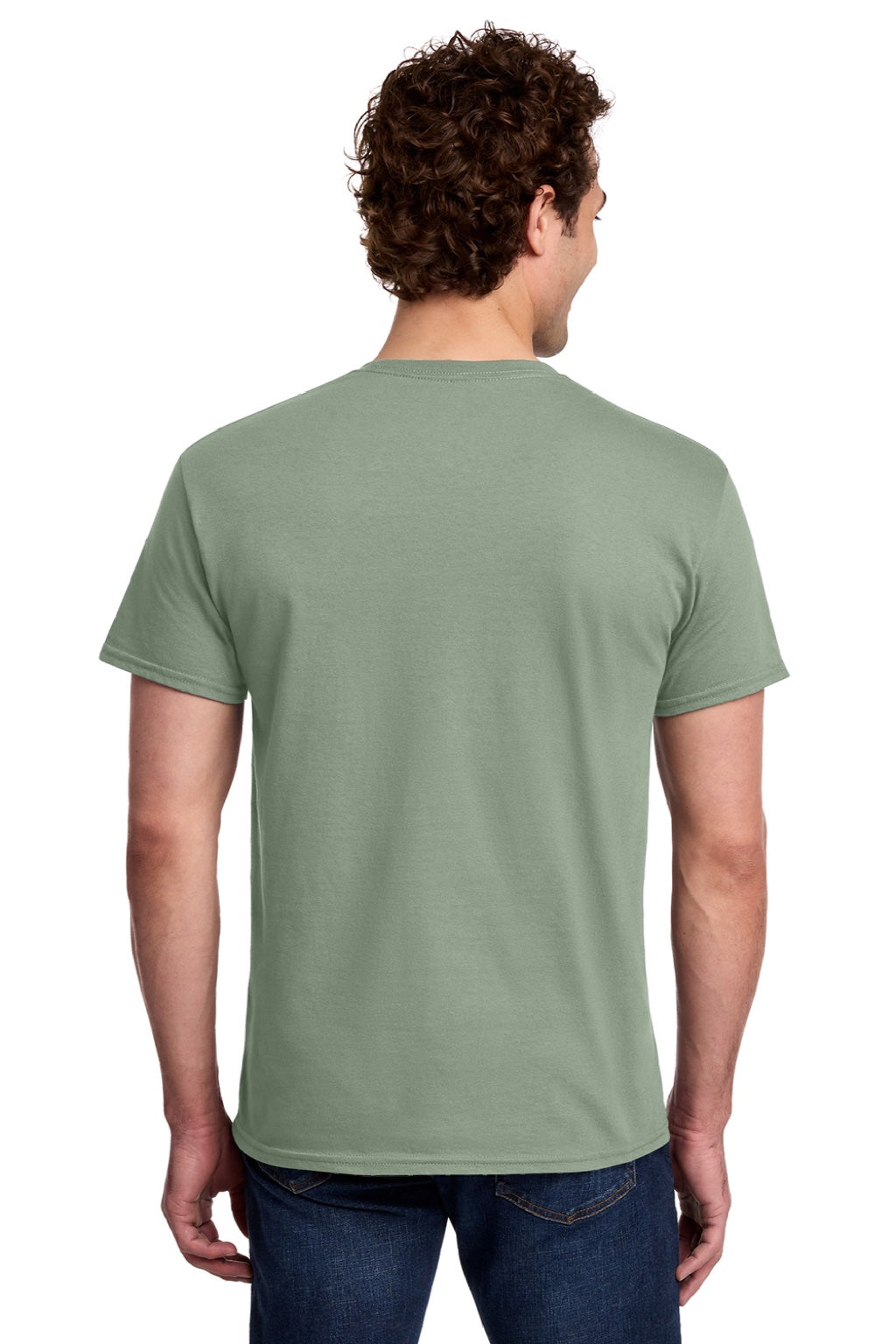 Gildan 3000 Mens Short Sleeve Crewneck T-Shirt Sage Green Model Back