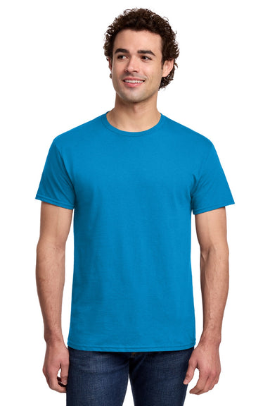 Gildan 3000 Mens Short Sleeve Crewneck T-Shirt Sapphire Blue Model Front