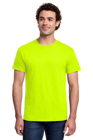 Gildan 3000 Mens Short Sleeve Crewneck T-Shirt Safety Green Model Front