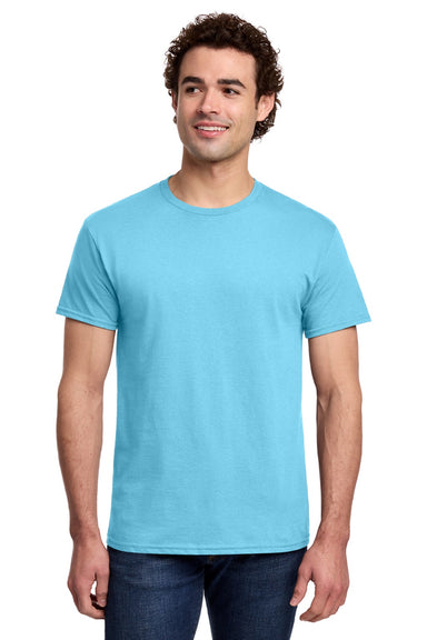 Gildan 3000 Mens Short Sleeve Crewneck T-Shirt Sky Blue Model Front