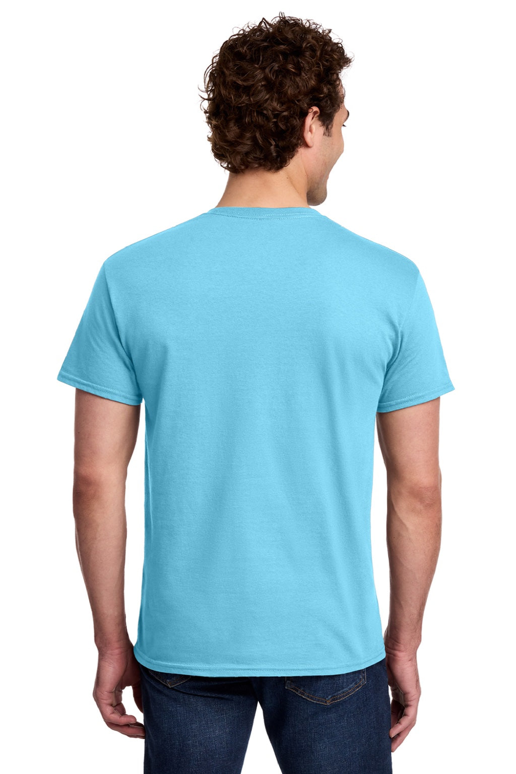 Gildan 3000 Mens Short Sleeve Crewneck T-Shirt Sky Blue Model Back
