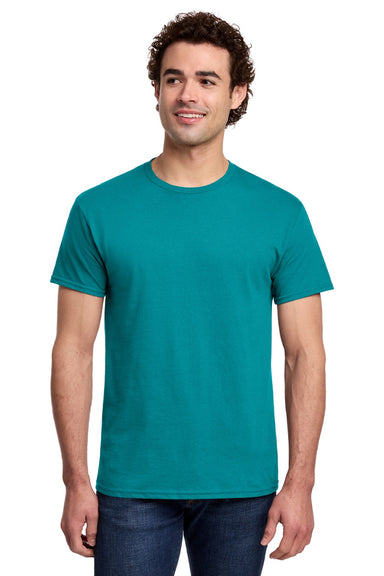 Gildan 3000 Mens Short Sleeve Crewneck T-Shirt Tropical Blue Model Front