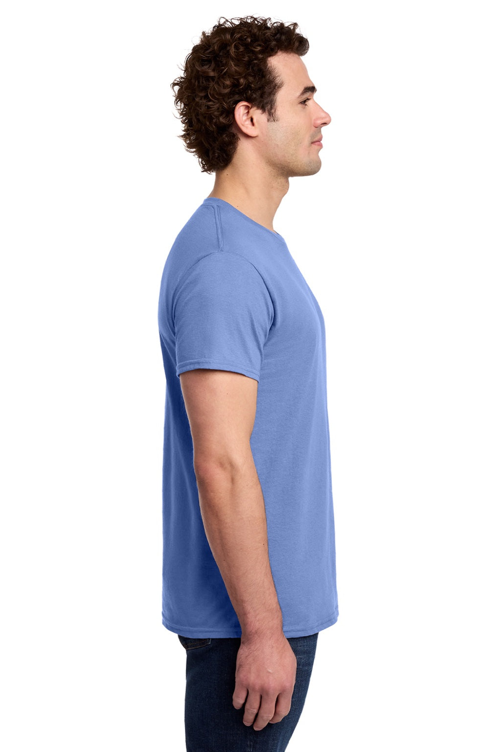 Gildan 3000 Mens Short Sleeve Crewneck T-Shirt Violet Purple Model Side