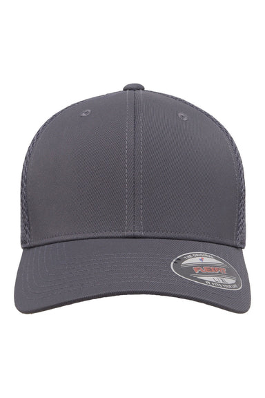Flexfit Hats 6533 Mens Stretch Fit Hat Dark Grey Flat Front