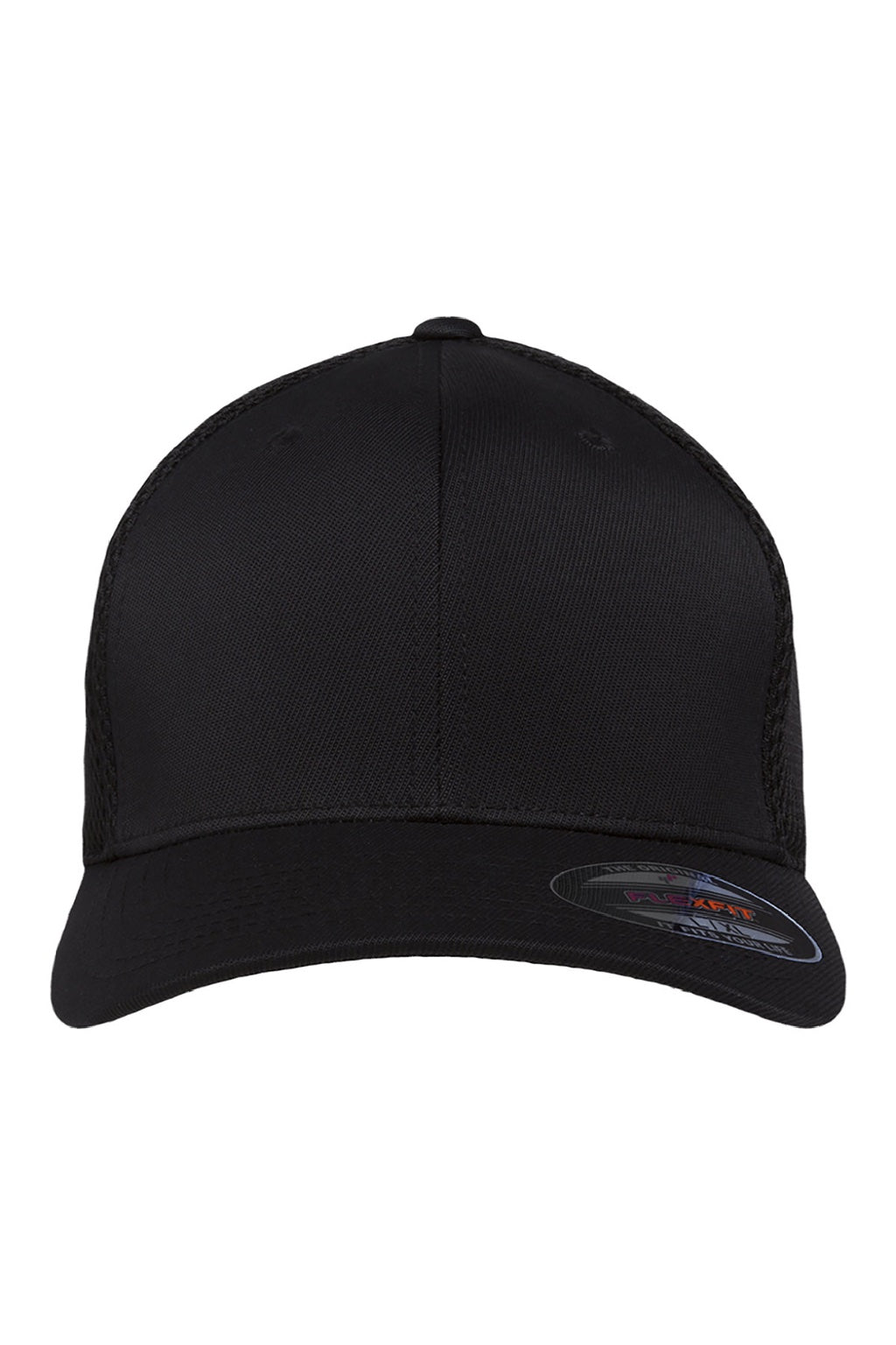Flexfit Hats 6533 Mens Stretch Fit Hat Black Flat Front