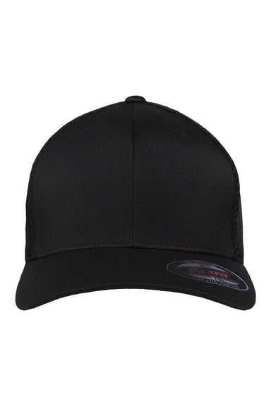 Flexfit Hats 6533 Mens Stretch Fit Hat Black Flat Front