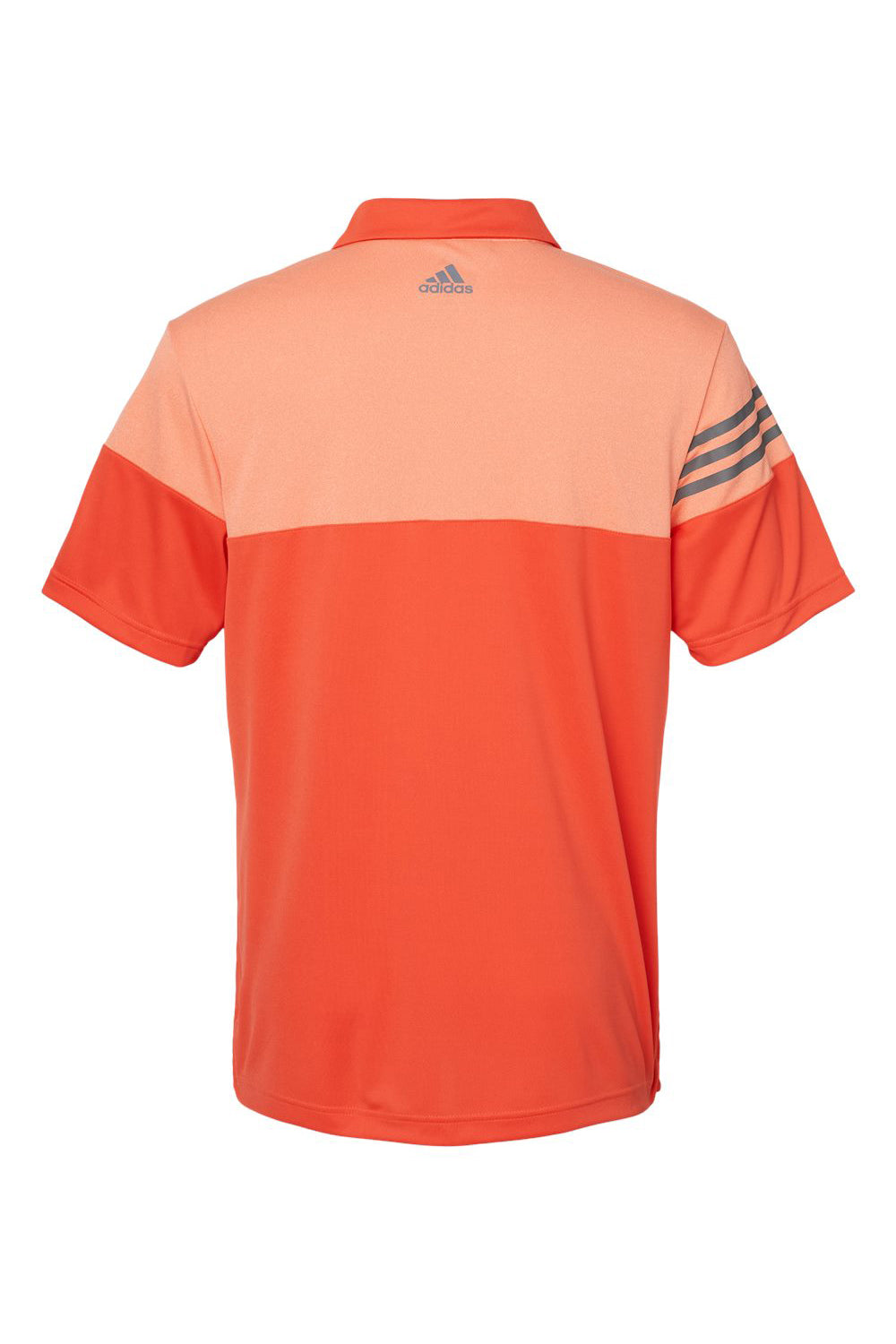 Adidas A213 Mens 3 Stripes Colorblock Moisture Wicking Short Sleeve Polo Shirt Blaze Orange/Vista Grey Flat Back