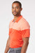 Adidas A213 Mens 3 Stripes Colorblock Moisture Wicking Short Sleeve Polo Shirt Blaze Orange/Vista Grey Model Side