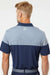 Adidas A213 Mens 3 Stripes Colorblock Moisture Wicking Short Sleeve Polo Shirt Collegiate Navy Blue/Mid Grey Model Back