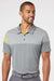 Adidas A213 Mens 3 Stripes Heathered Colorblock Short Sleeve Polo Shirt Vista Grey/Yellow Model Front