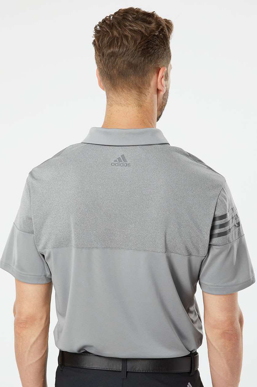 Adidas A213 Mens 3 Stripes Colorblock Moisture Wicking Short Sleeve Polo Shirt Grey Model Back