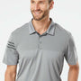 Adidas Mens 3 Stripes Colorblock Moisture Wicking Short Sleeve Polo Shirt - Grey - NEW