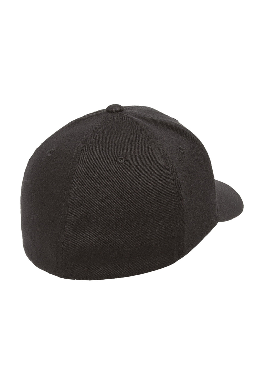 Flexfit Hats 6580 Mens Moisture Wicking Stretch Fit Hat Black Flat Back