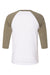Bella + Canvas BC3200/3200 Mens 3/4 Sleeve Crewneck T-Shirt White/Heather Olive Green Flat Back