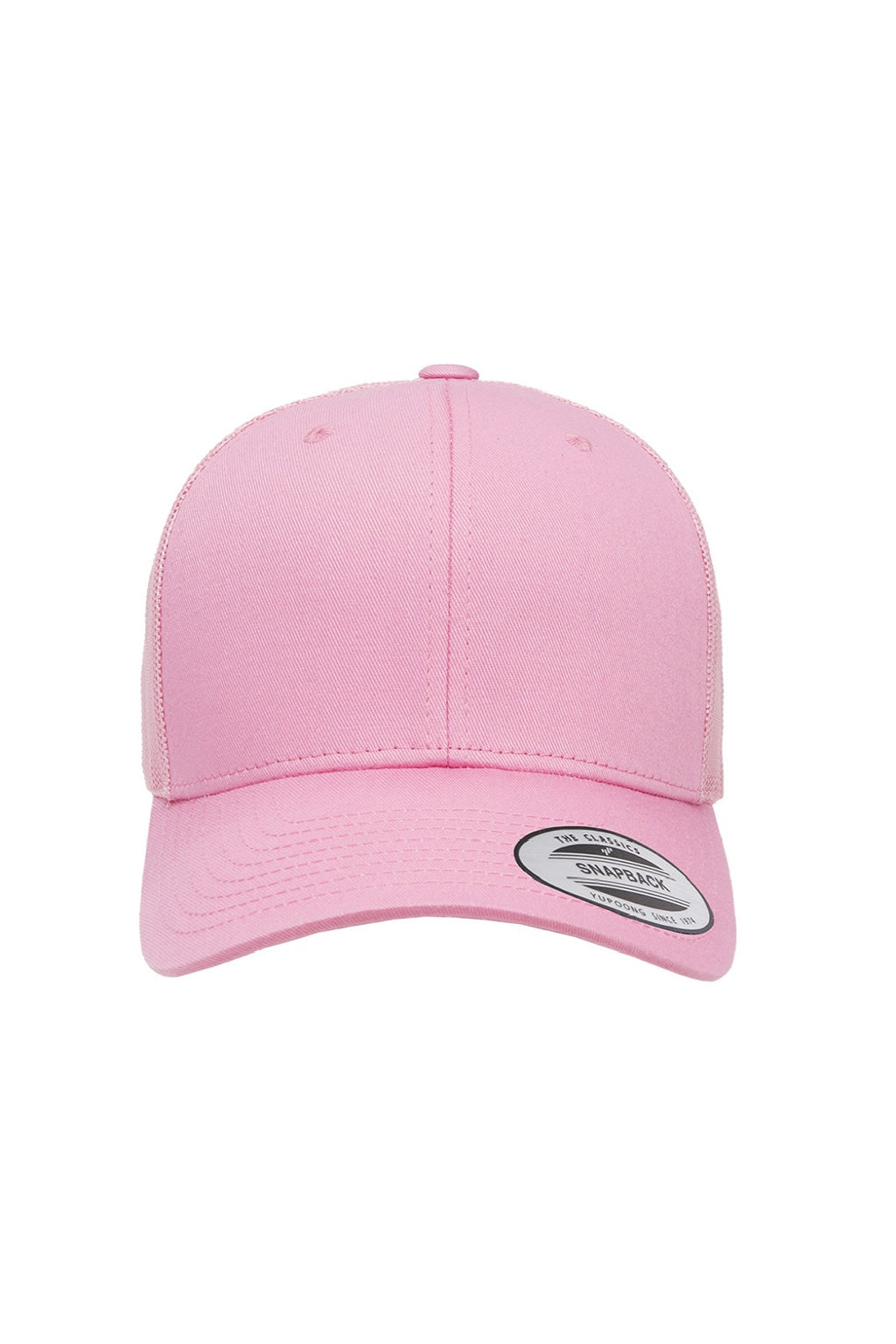 Yupoong Hats 6606 Mens Retro Snapback Trucker Hat Pink Flat Front