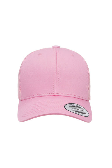 Yupoong Hats 6606 Mens Retro Snapback Trucker Hat Pink Flat Front