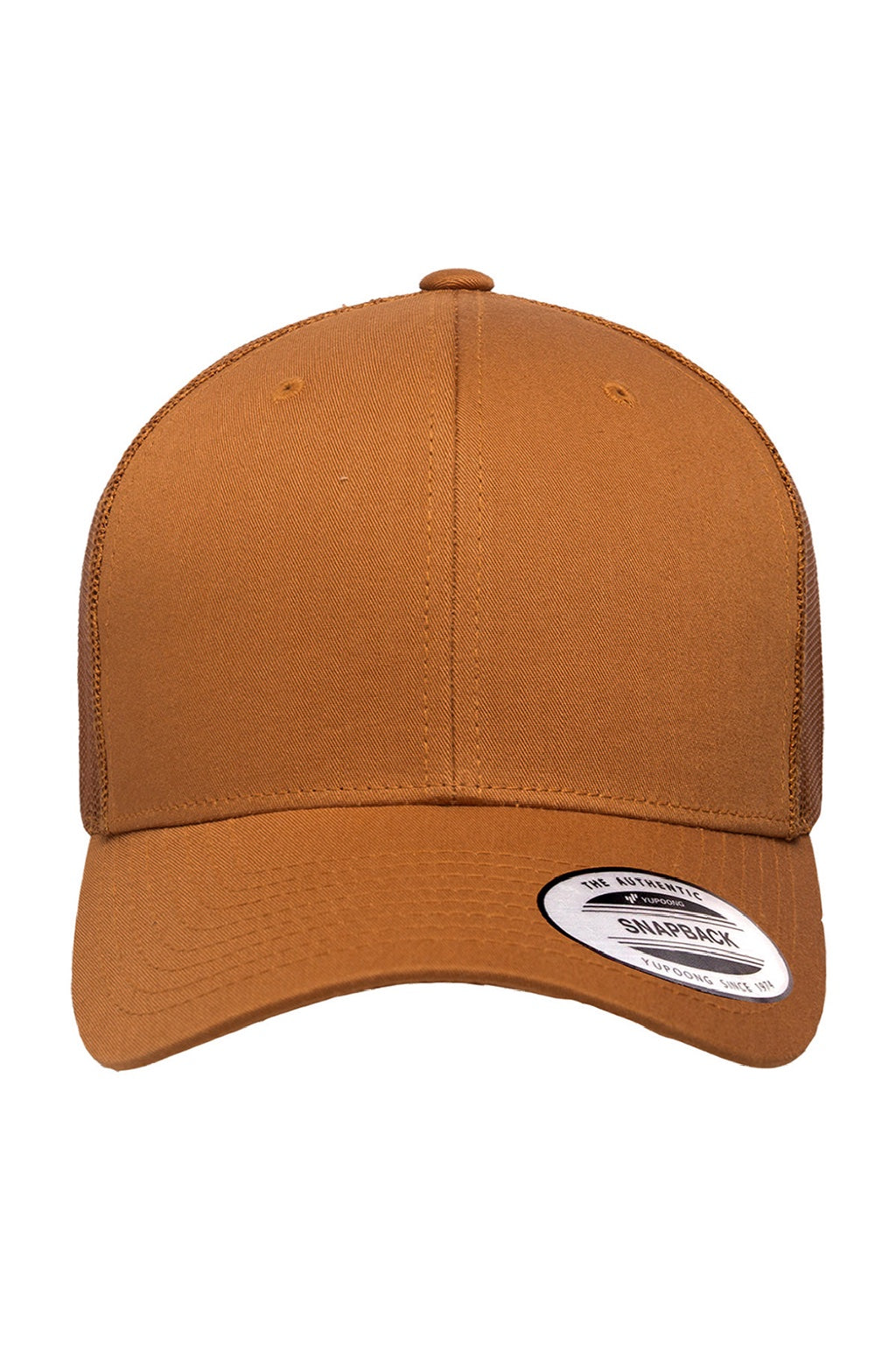 Yupoong Hats 6606 Mens Retro Snapback Trucker Hat Caramel Brown Flat Front